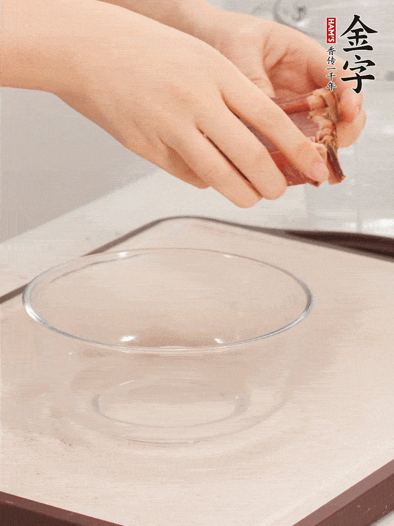 火腿切片、溫水浸泡5分鐘